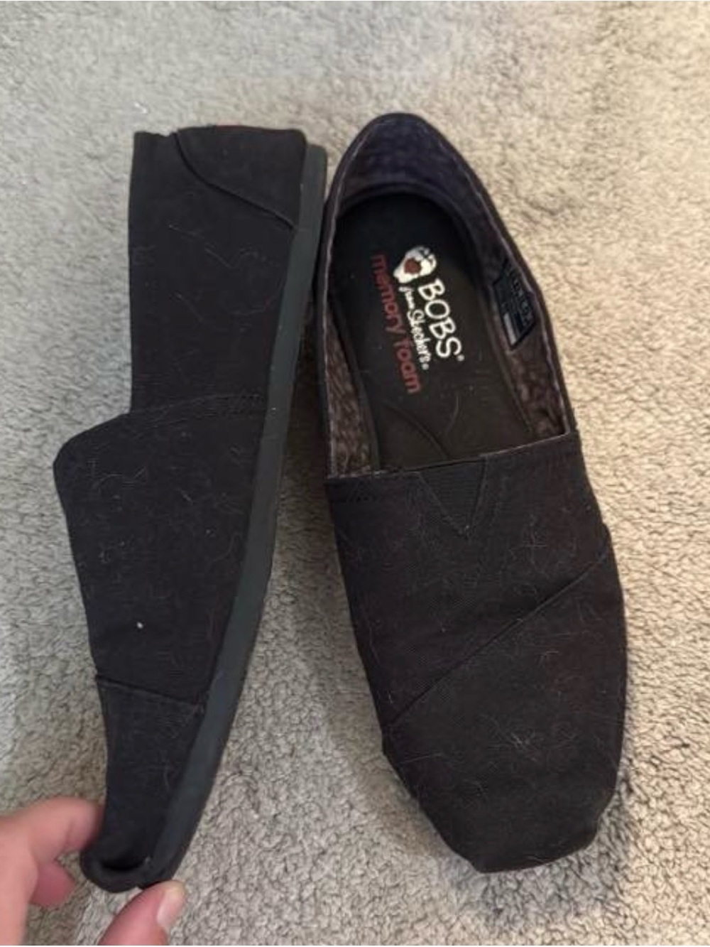 BOBS from Skechers Black Slip-On Memory Foam Loafers